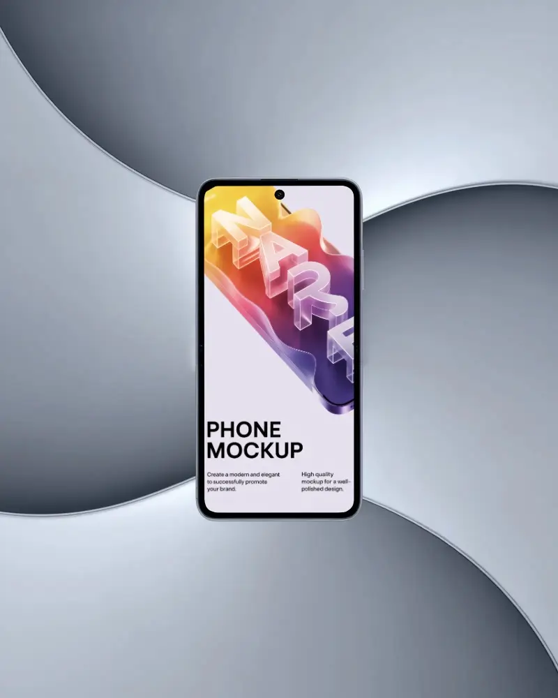 Sleek Phone Mockup With Edge To Edge Display Showcasing Modern Smartphone Design