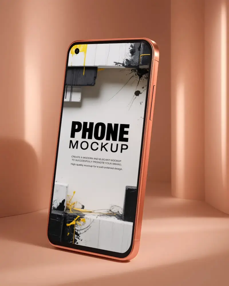 Sleek Modern Mobile Phone Mockup With Edge To Edge Screen And Minimalistic Design Elements