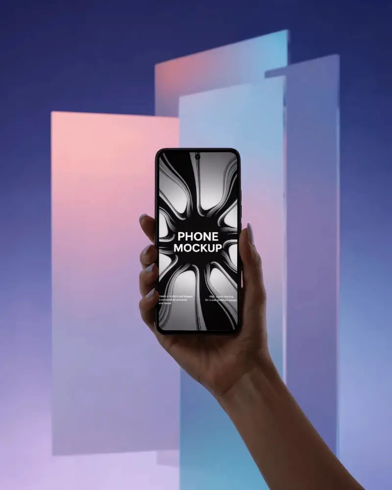 Sleek Modern Phone Mockup In Hand Minimalistic Digital Device Template For App Presentation