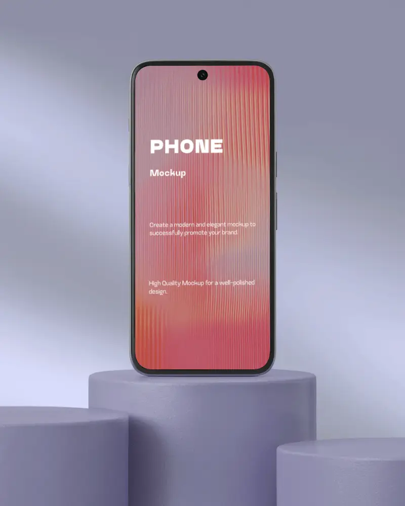 Modern Minimalist Smartphone Display Mockup On Simple Rounded Podium Background
