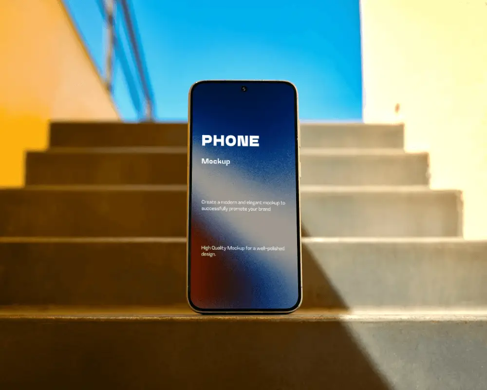 Sleek Mobile Device Mockup Centered On Steps For Digital Marketing And Creative Presentation