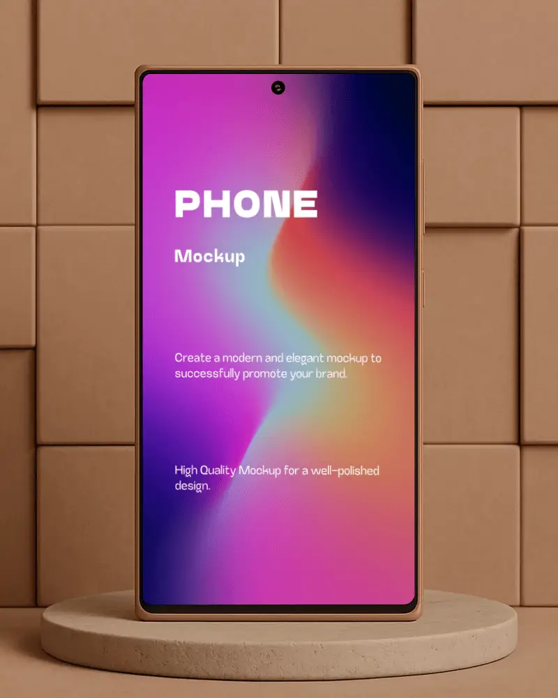 modern-phone-mockup-on-geometric-tiled-background-digital-device-display-template