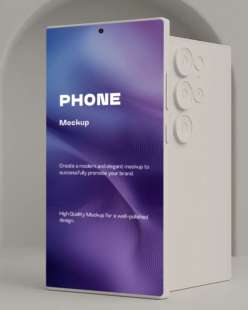 Modern Smartphone Mockup Featuring Large Screen High Resolution Display And Camera Array