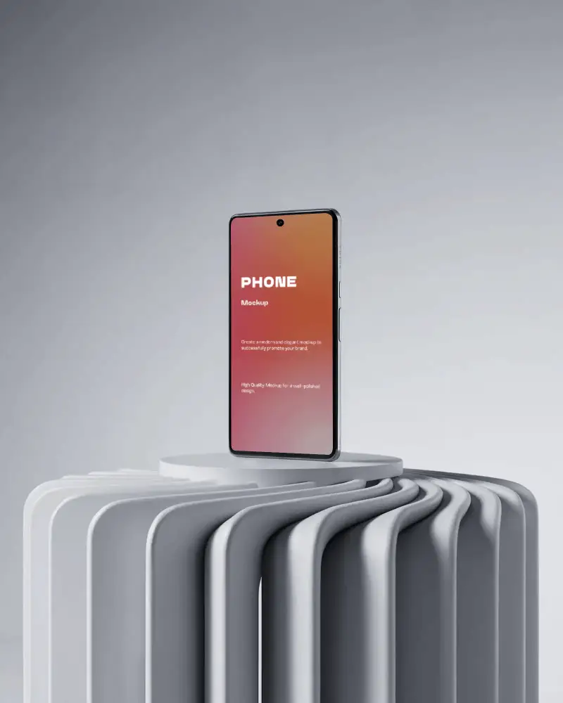 modern-phone-mockup-on-architectural-pedestal-with-sculpted-curves-and-clean-grey-backdrop