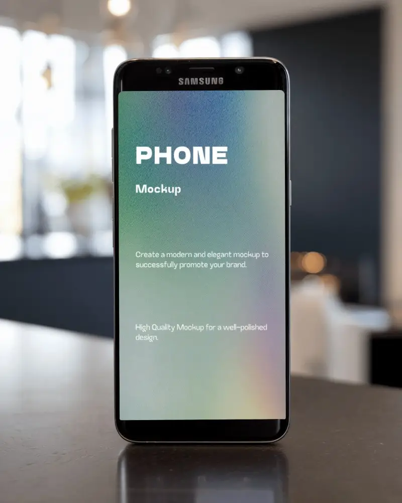 Centered Smartphone Mockup Fitness Setting Water Bottle Prop