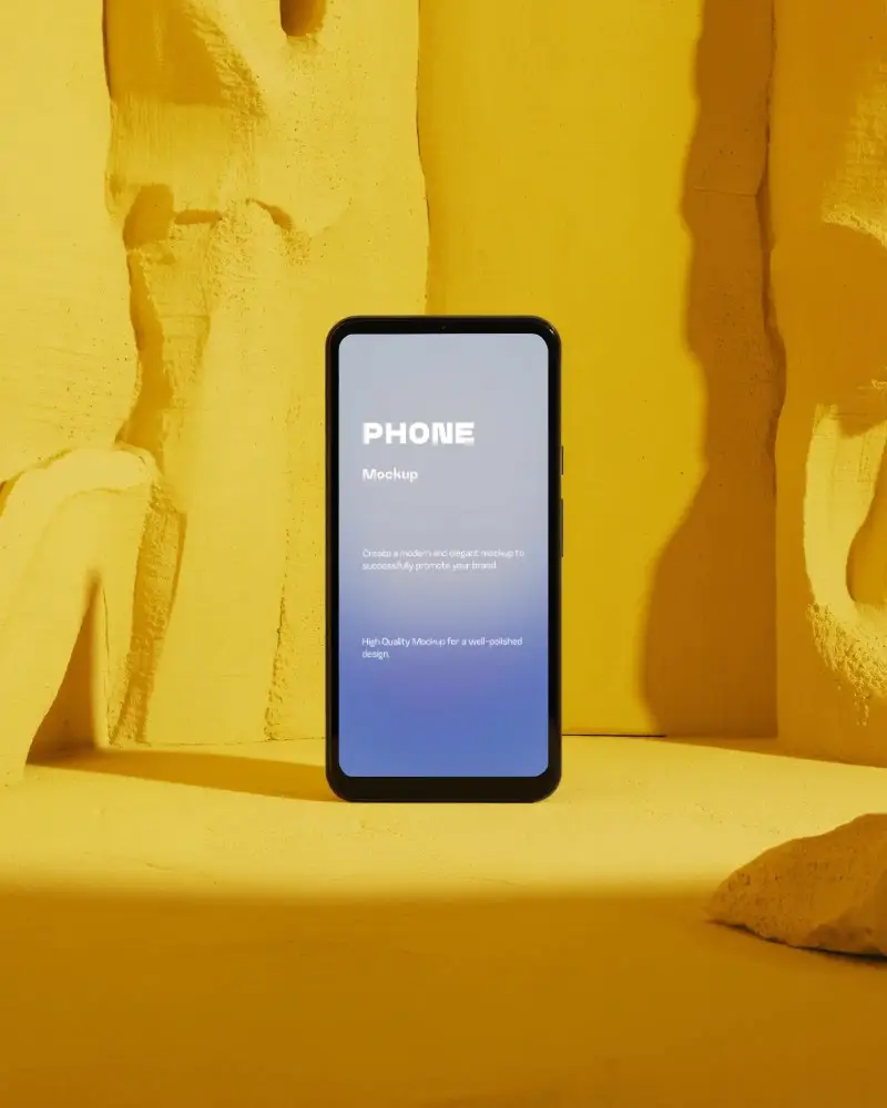 oneplus-phone-mockup-modern-smartphone-on-vivid-yellow-background-with-stone-texture