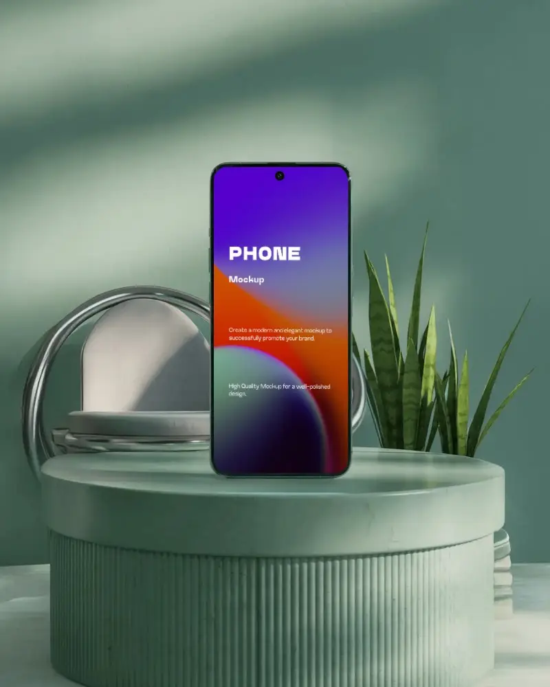 huawei-phone-mockup-premium-smartphone-on-round-green-stand-with-modern-home-decor