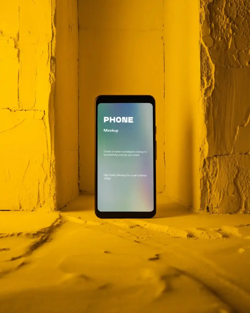 motorola-phone-mockup-premium-smartphone-in-yellow-stone-archway-with-textured-background