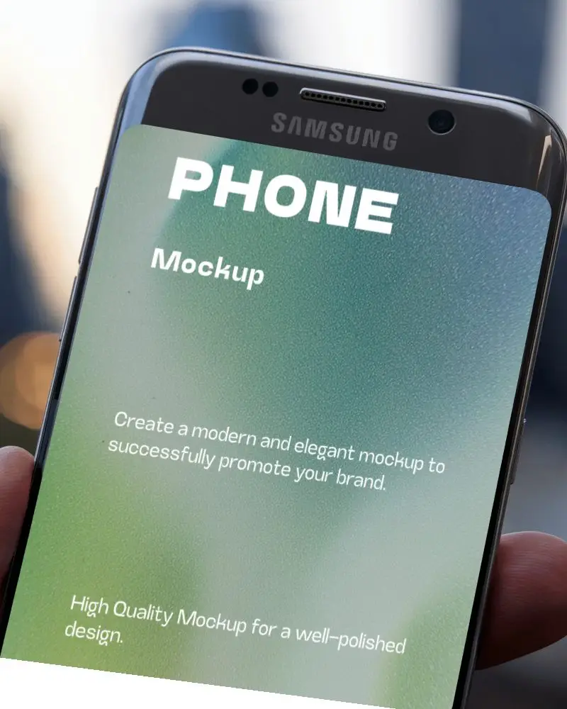 Closeup Smartphone Mockup Handheld Modern Gym Background