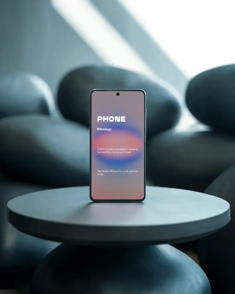 oneplus-phone-mockup-premium-smartphone-on-round-stone-table-with-modern-sculptural-backdrop
