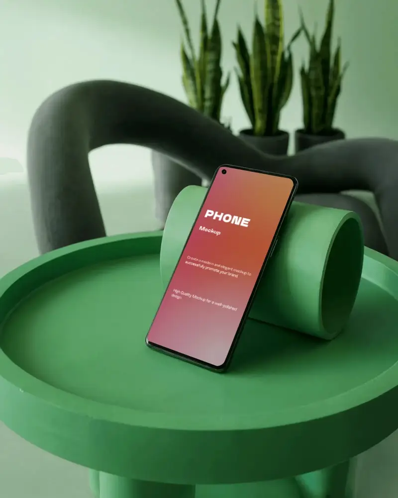 oneplus-phone-mockup-premium-smartphone-on-green-podium-with-modern-interior-decor-setting