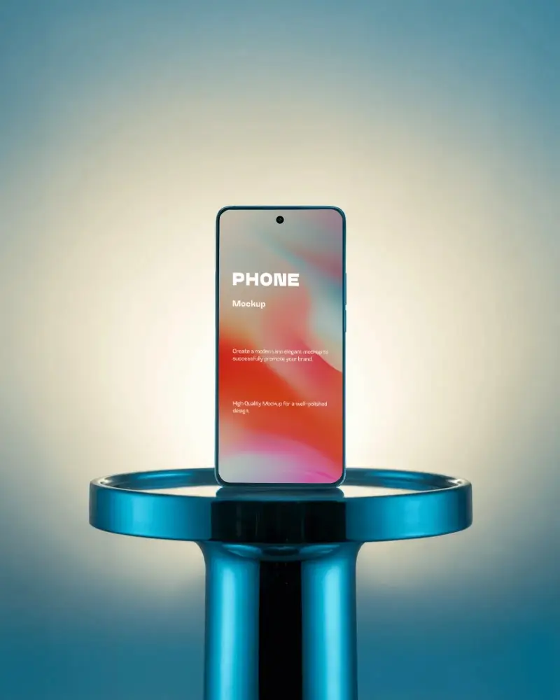 samsung-phone-mockup-premium-smartphone-on-metallic-stand-with-dramatic-light-gradient