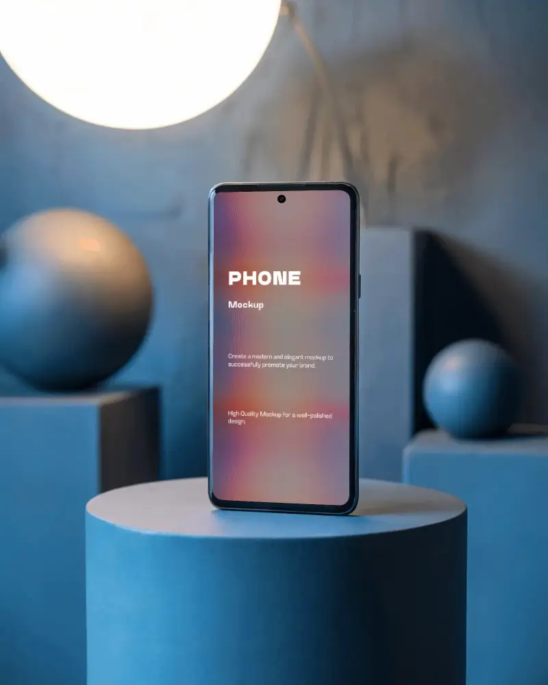 google-pixel-phone-mockup-premium-smartphone-on-blue-podium-with-sphere-decor-and-soft-light