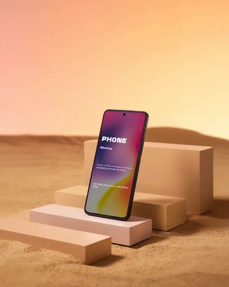 oneplus-phone-mockup-premium-smartphone-on-geometric-blocks-in-desert-setting-with-sunset-light