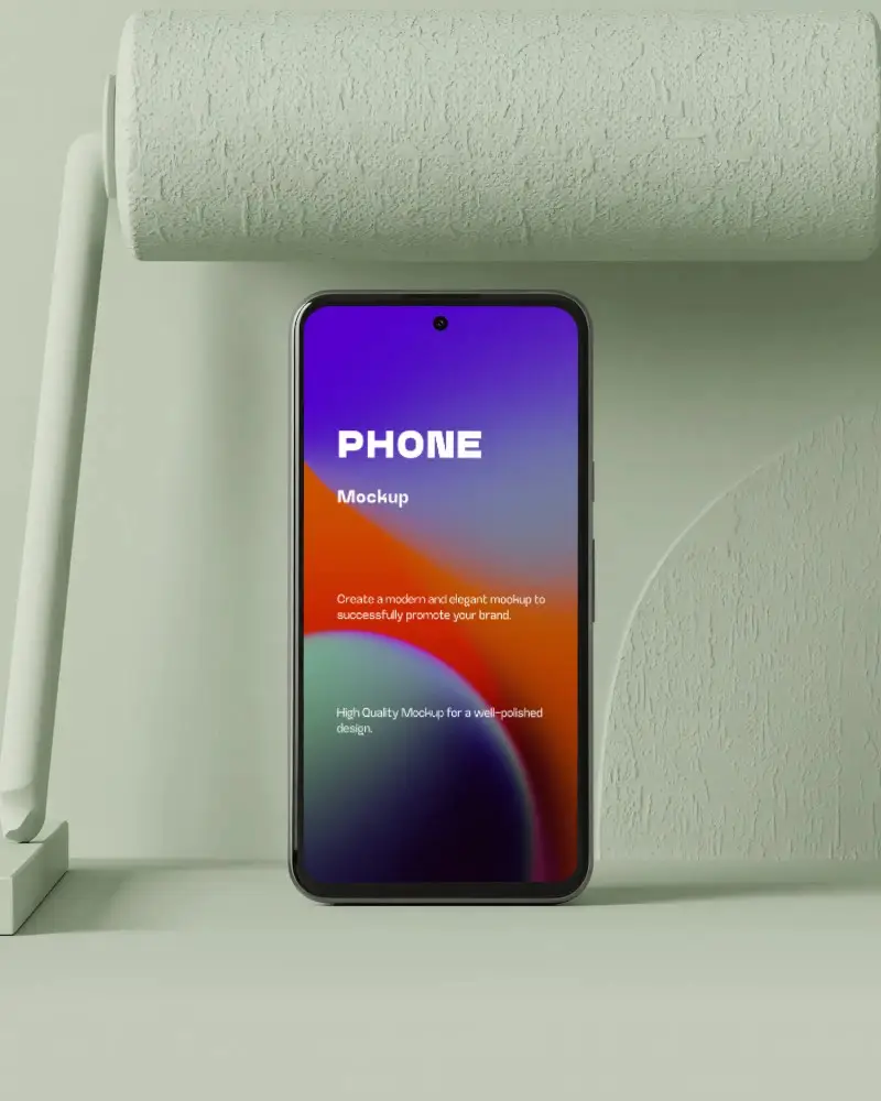 google-pixel-phone-mockup-minimal-smartphone-display-with-textured-wall-and-paint-roller