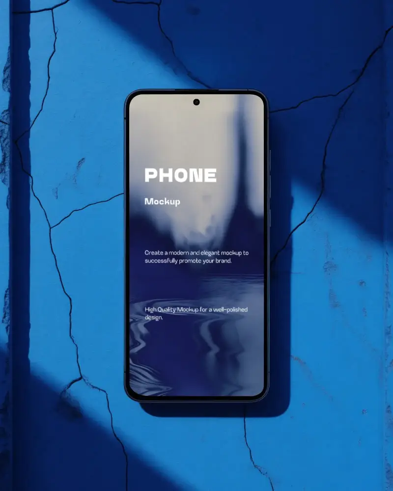 google-pixel-mockup-modern-smartphone-display-on-cracked-blue-wall-artistic-background