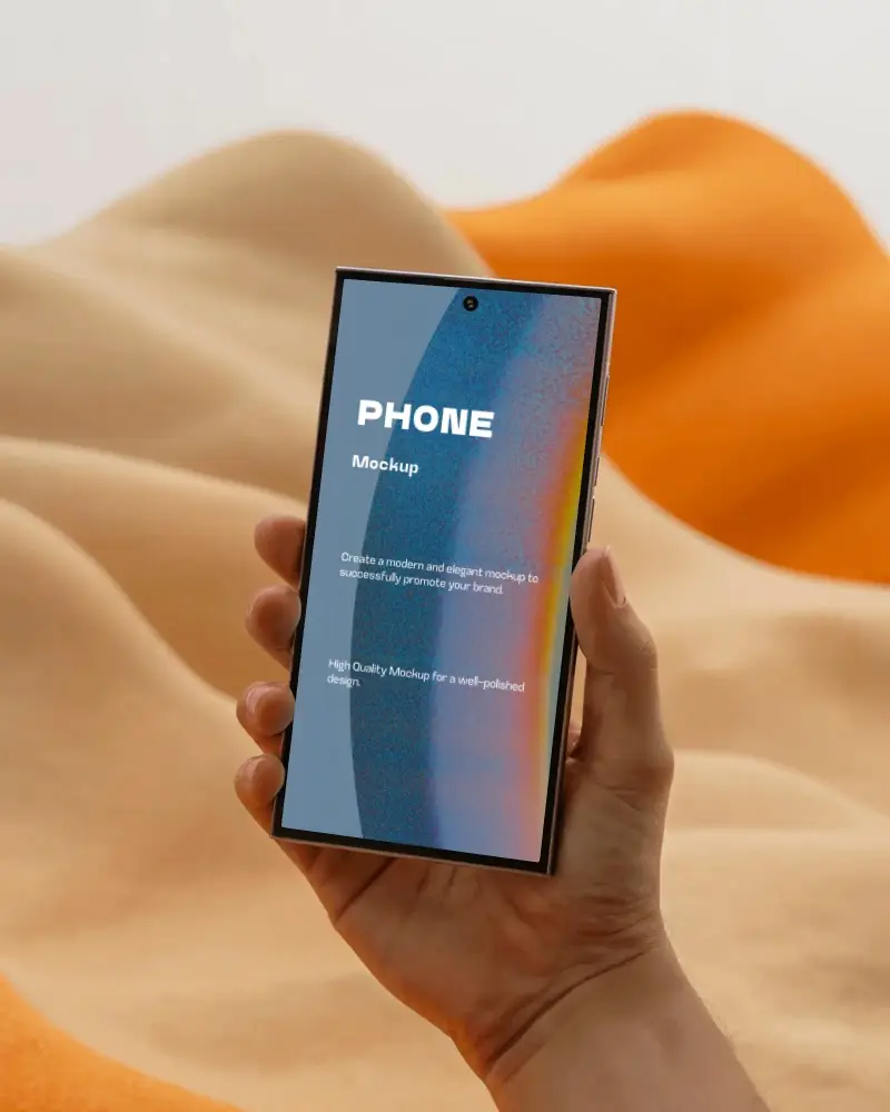 professional-samsung-s25-ultra-mockup-smartphone-front-view-in-hand-with-soft-orange-dunes