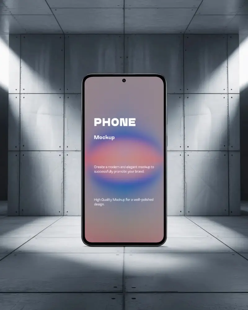 samsung-phone-mockup-front-view-modern-industrial-studio-lighting-minimal-3d-room