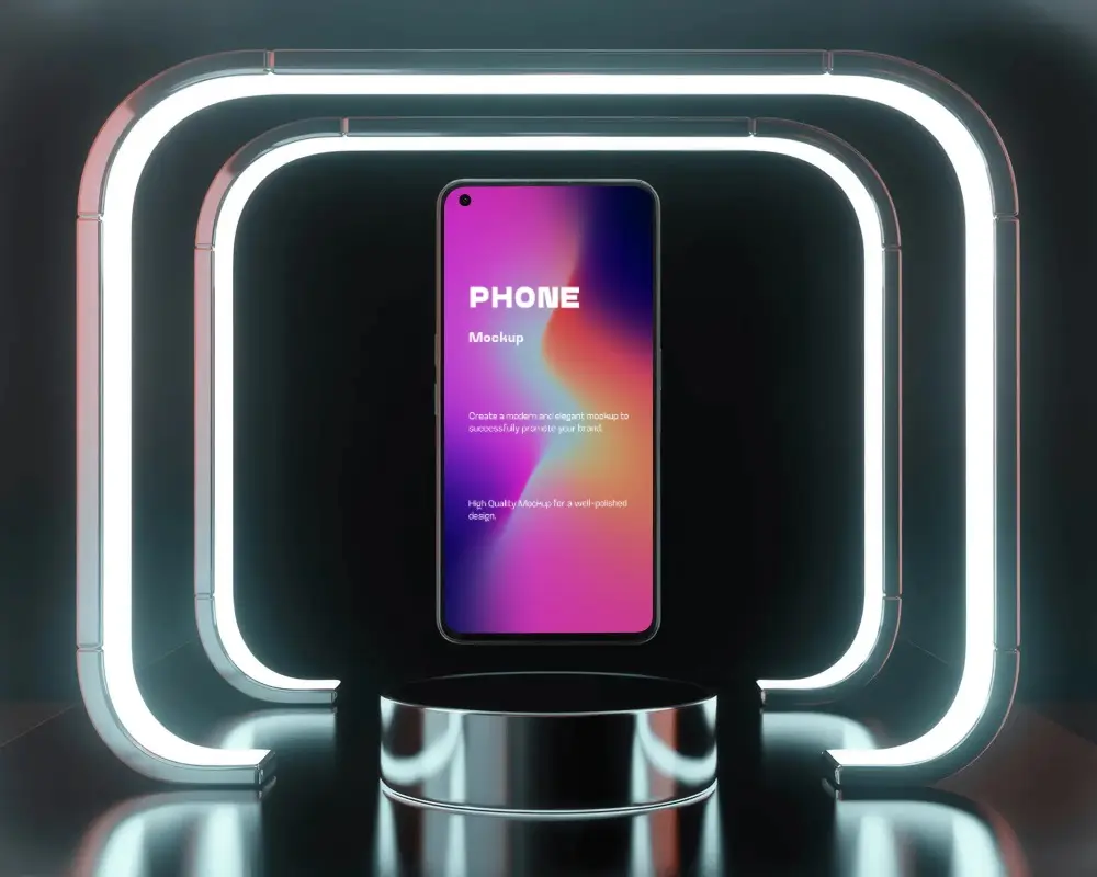 oneplus-phone-mockup-front-display-floating-in-futuristic-neon-light-arc-modern-studio