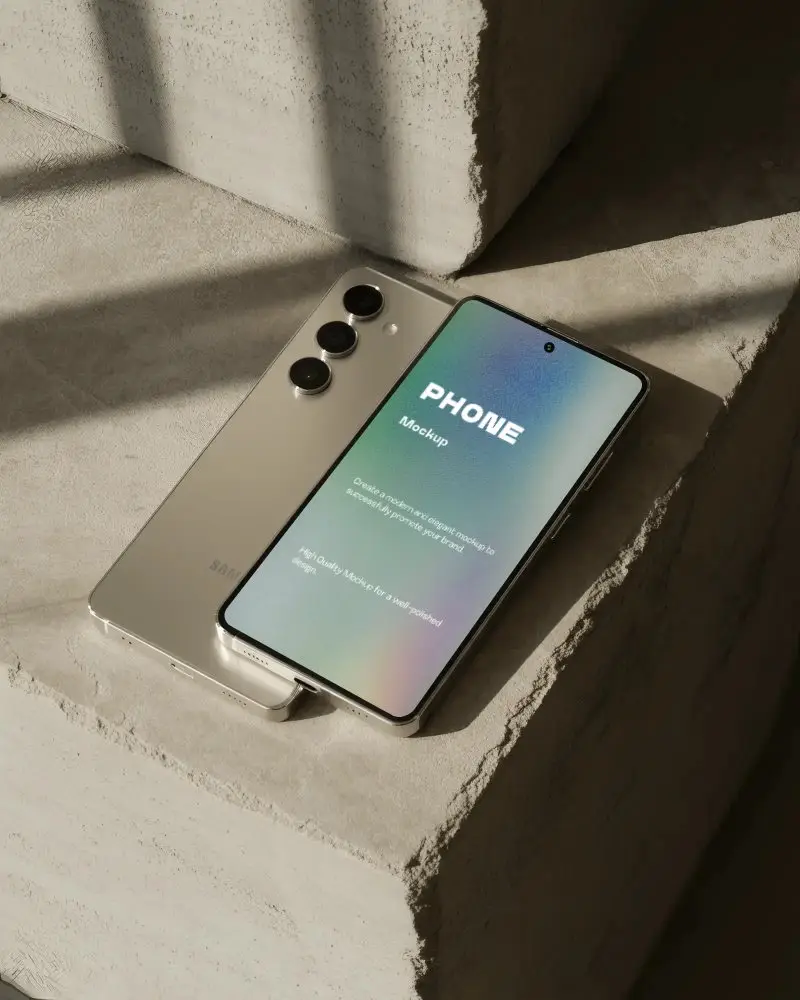 artistic-samsung-phone-mockup-stylish-dual-view-shot-on-minimal-stone-surface-natural-lighting