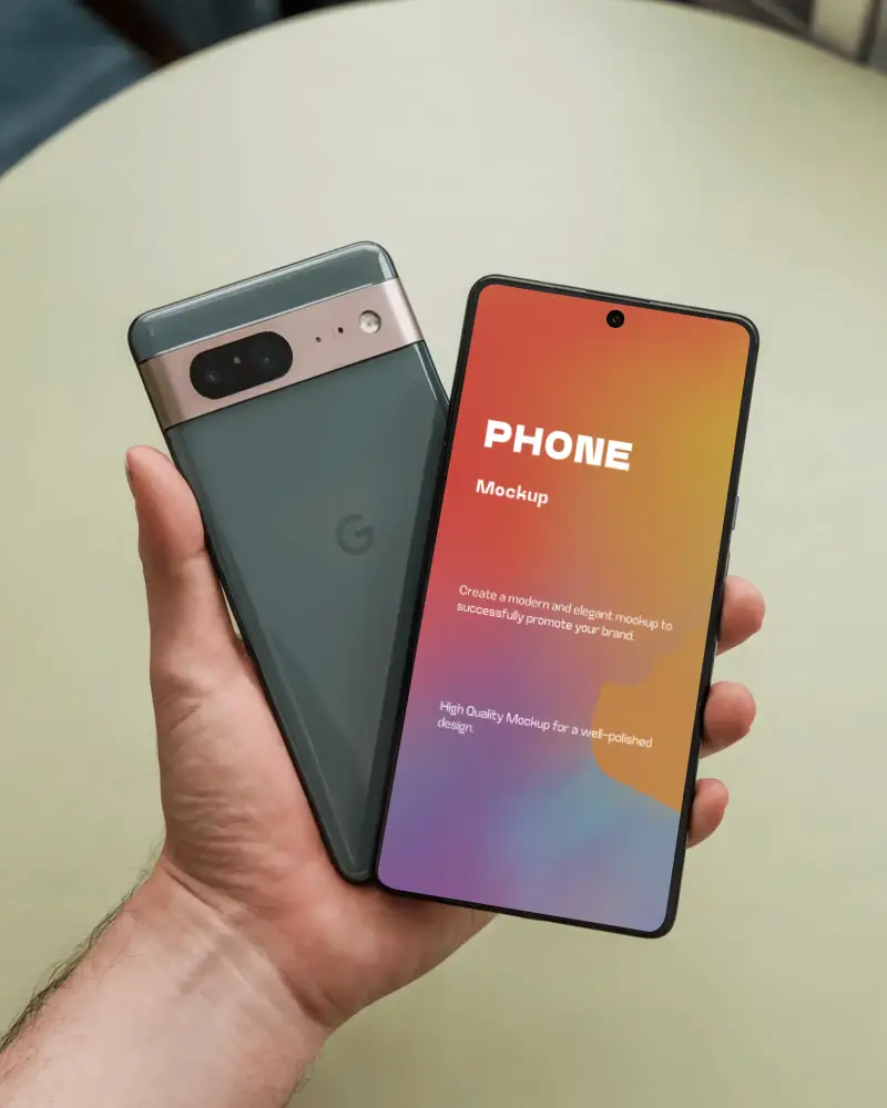 Googlepixel Hand Holding Modern Google Pixel Phone Mockup For Ui Design