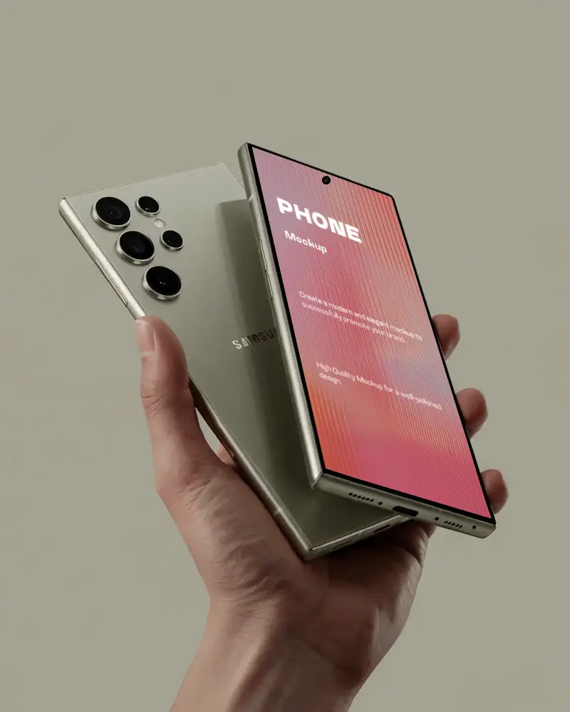 Samsungs25utra Sleek Modern Phone Mockup With Large Display And Multi Lens Camera For Tech Showcase
