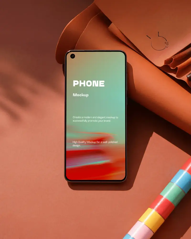 Nothing Blank Phone Screen Mockup On Aesthetic Surface Ideal For Advertising And Branding