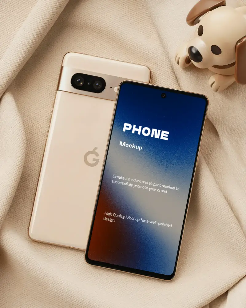 Googlepixel High Resolution Phone Mockup Angled View With Realistic And Empty Screen Space