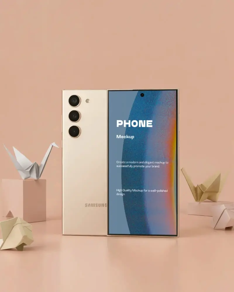 Latest Samsung Smartphone Mockup Triple Rear Camera Flawless Edge To Edge Display Design