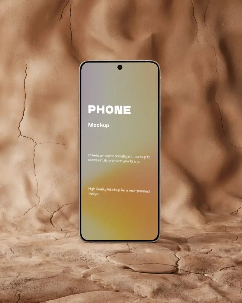 Googlepixel Sleek Edge To Edge Phone Mockup On Cracked Earth Style Surface For Showcase