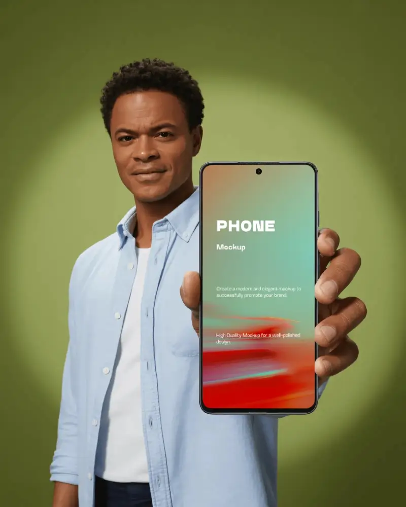 Person Holding Vertical Nothing Phone Mockup For App Presentation Or Website Design Showcase