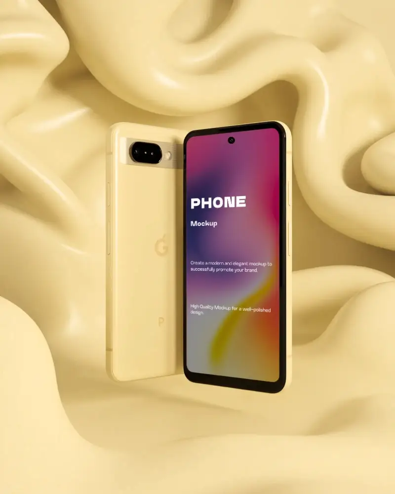 Realistic Googlepixel Phone Mockup With Empty Screen On Soft Background For Digital Marketing