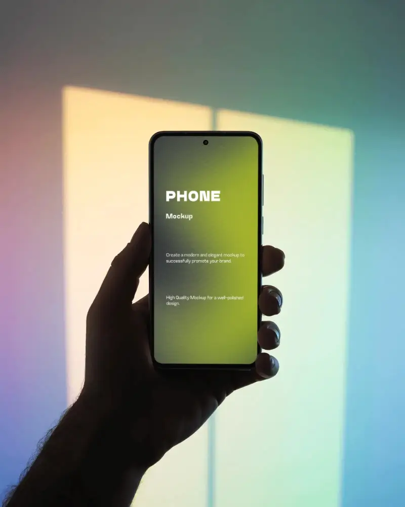 Hand Holding Oneplus Phone Mockup With Black Screen And Light Background For Mobile App