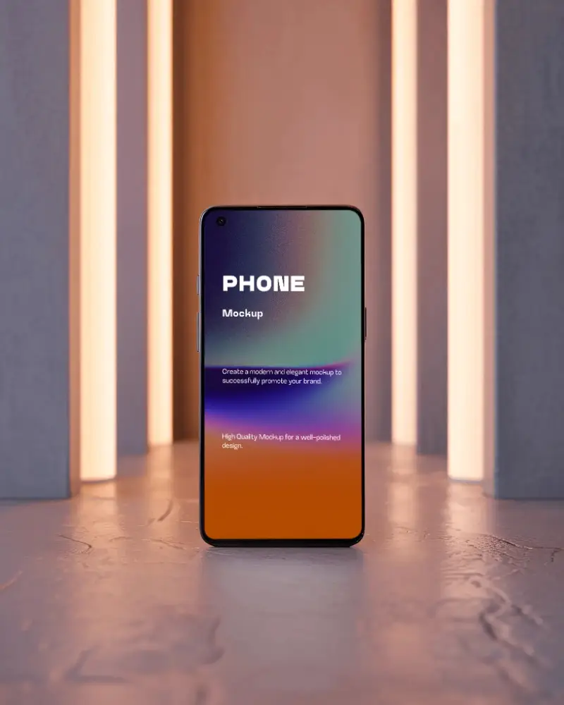 Clean Nothing Smartphone Mockup With Black Screen On Glossy Surface For Product Presentation