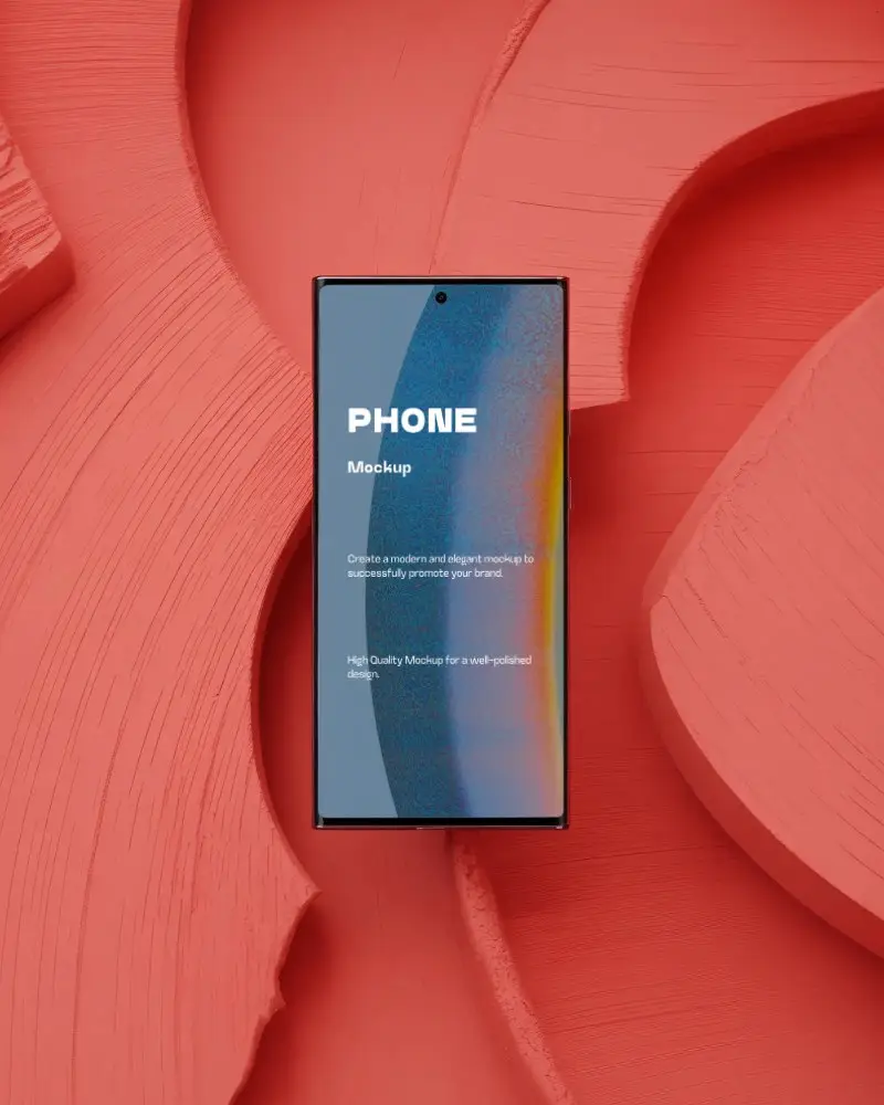 Realistic Mobile Samsung Phone Mockup With Blank Screen On Artistic Design Surface For Ui Ux