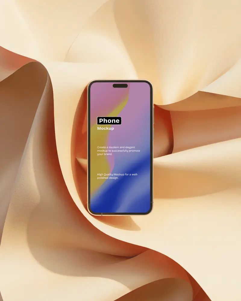 Android Phone Mockup On Flowing Organic Background With Soft Light And Elegant Visual For Modern Ui Showcase