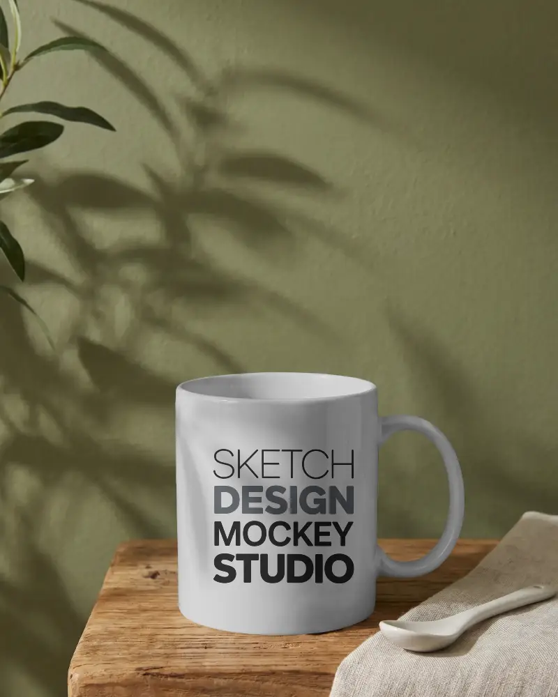 Minimalistic Modern Ceramic Mug Mockup Handle For Hot Beverage Drinks And Home Use
