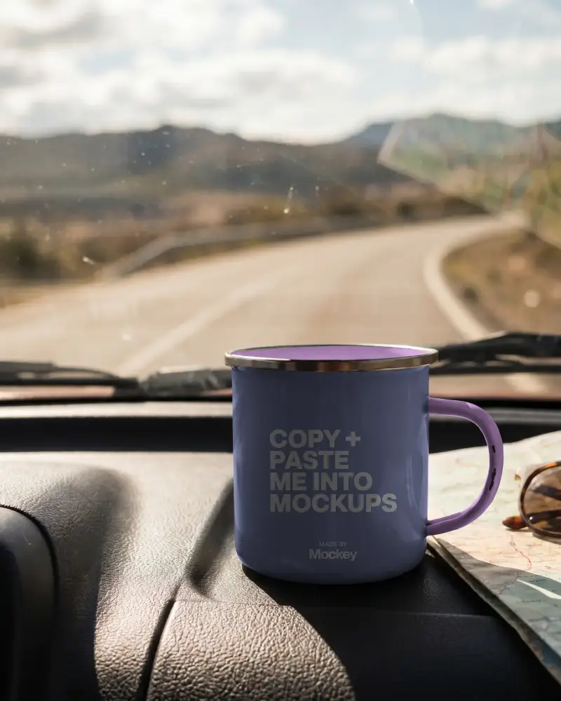 Durable Metal Rimmed Mug Mockup For Road Trips Camping And Everyday Drinkware