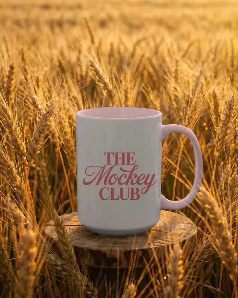 Ceramic Coffee Mug Mockup Wooden Slice In Wheat Field Mug Mockup For Custom Designs