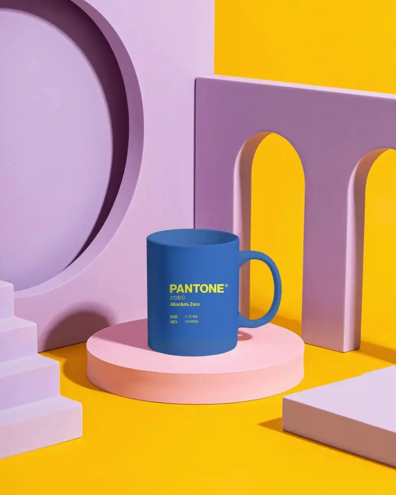 Blank Coffee Mug Mockup In Stylish Abstract Geometric Background For Design Showcase