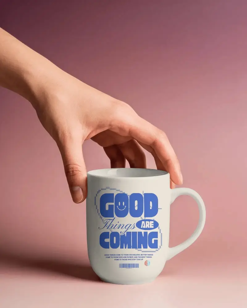 Hand Holding Ceramic Mug Mockup With Handle For Hot Beverages Mockup Display