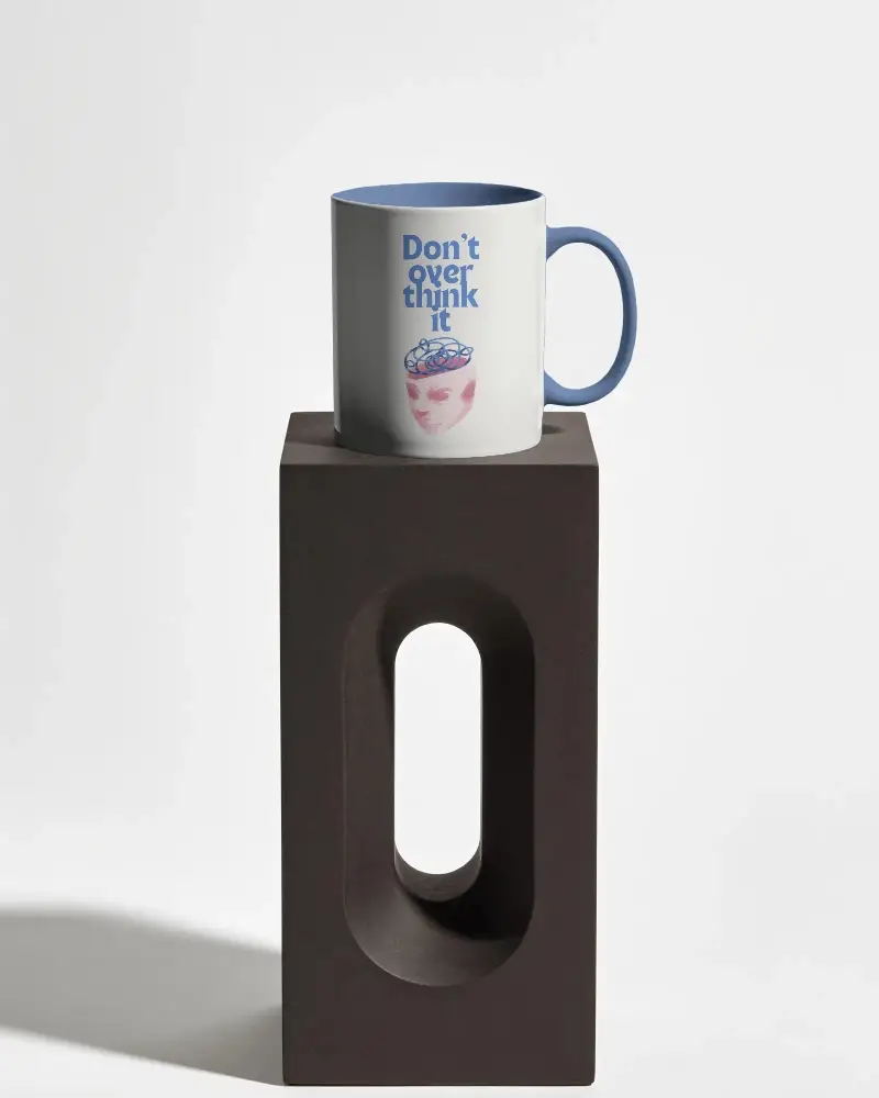 Elegant Minimalist Ceramic Mug Mockup On Unique Modern Architectural Stand For Home Decor
