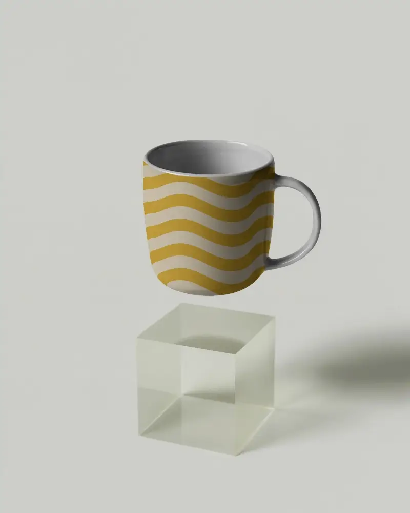 Minimalist Floating Plain Mug Ceramic Cup Clean Background Isolated Object 3d Render