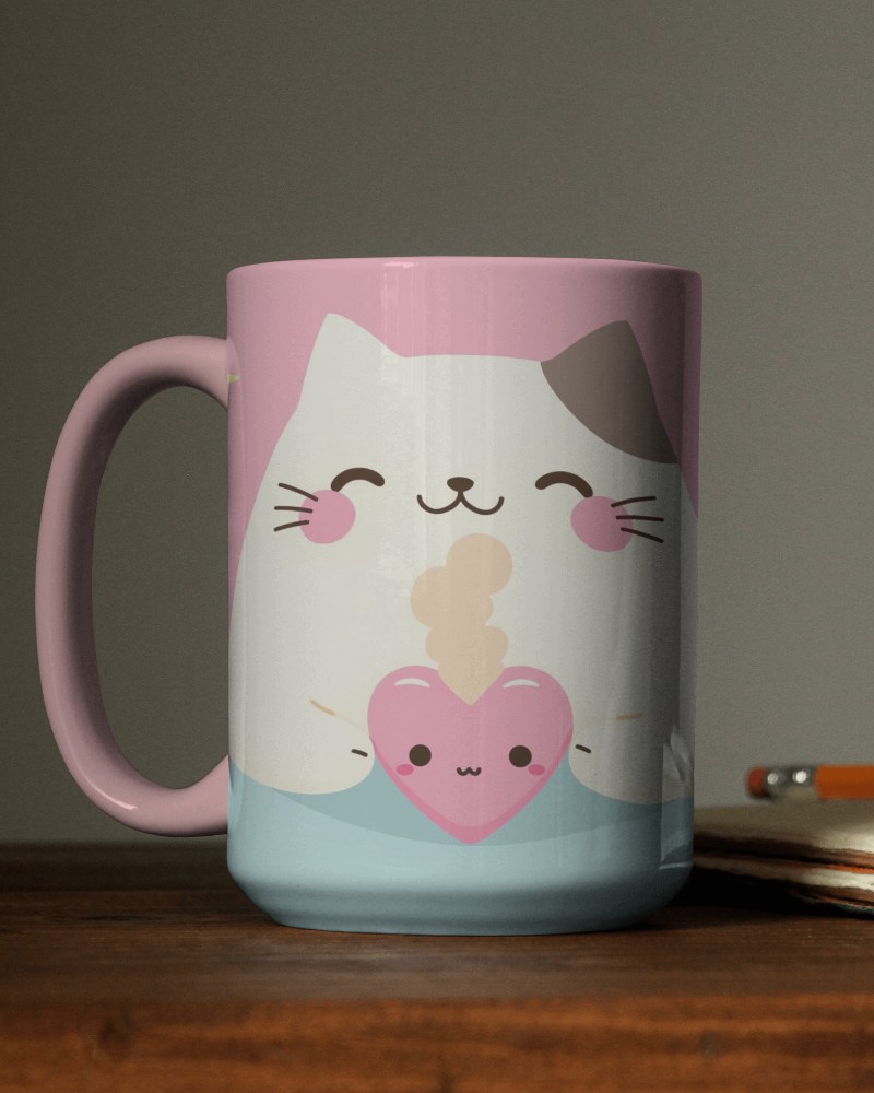 Ceramic Mug Mockup On Wooden Surface