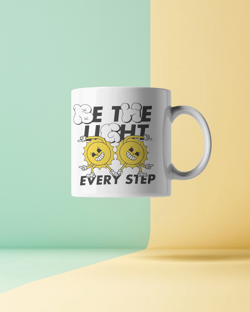 Floating Mug Mockup With Soft Lighting And Shadow Effect Showing Design Potential