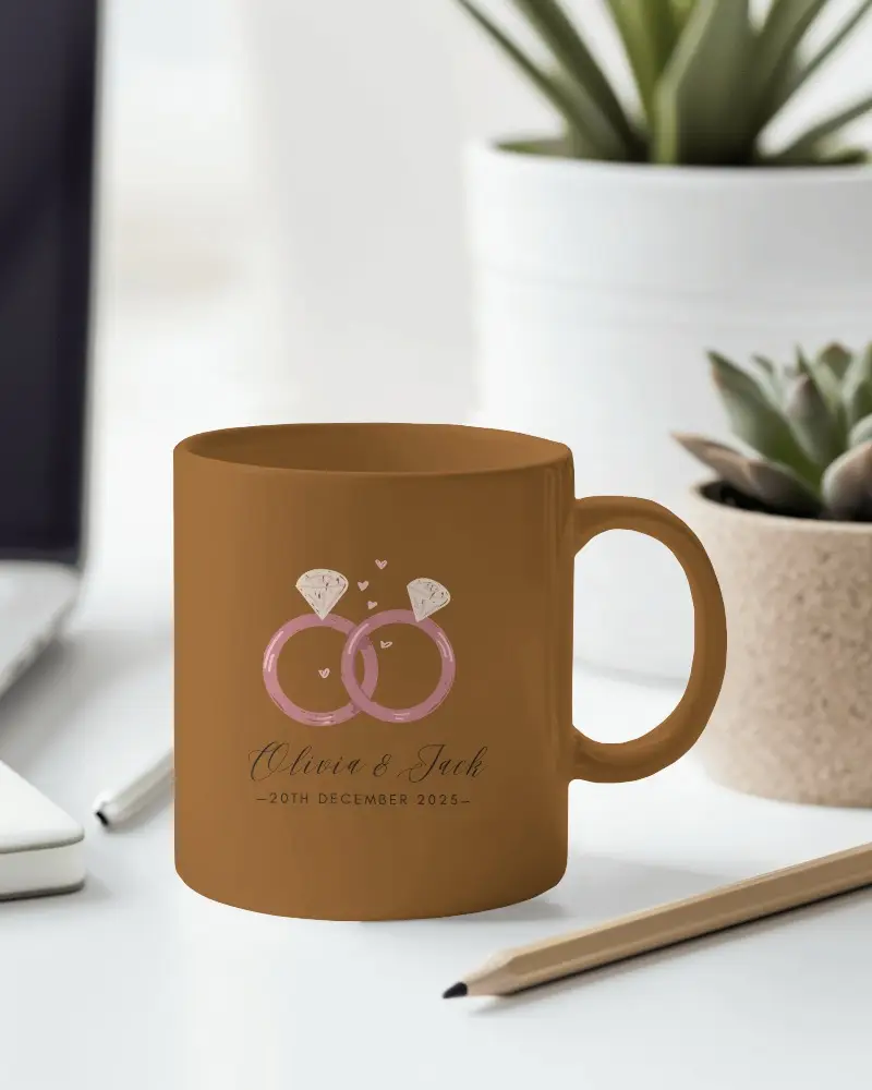 Modern Home Office Mug Mockup White Ceramic Mug On Clean Desk With Notebook And Succulent Plants In Background Functional And Aesthetic Setting