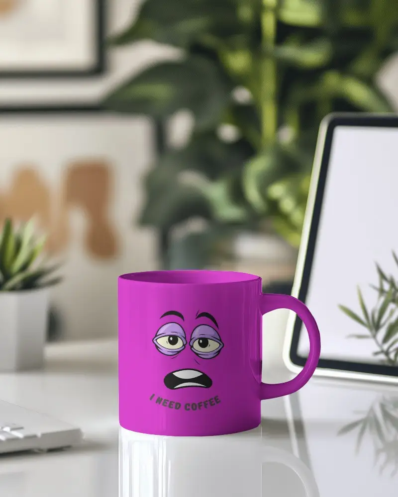 Creative Studio Mug Mockup Modern Mug Displayed In Front Of Artistic Backdrop With Potted Plants And Design Tools Inspirational And Relaxing Environment