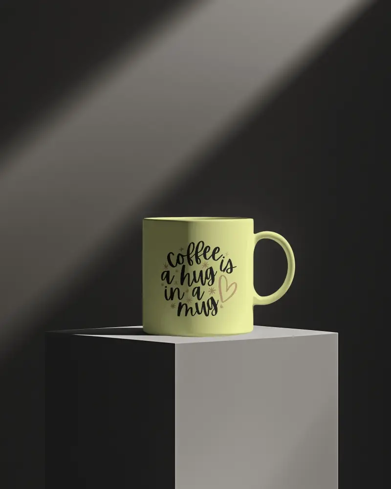 Studio Shoot Mug Mockup Whitewashed Mug Presented On Solid Surface With Focused Beam Of Light Artistic And Refined Vibe