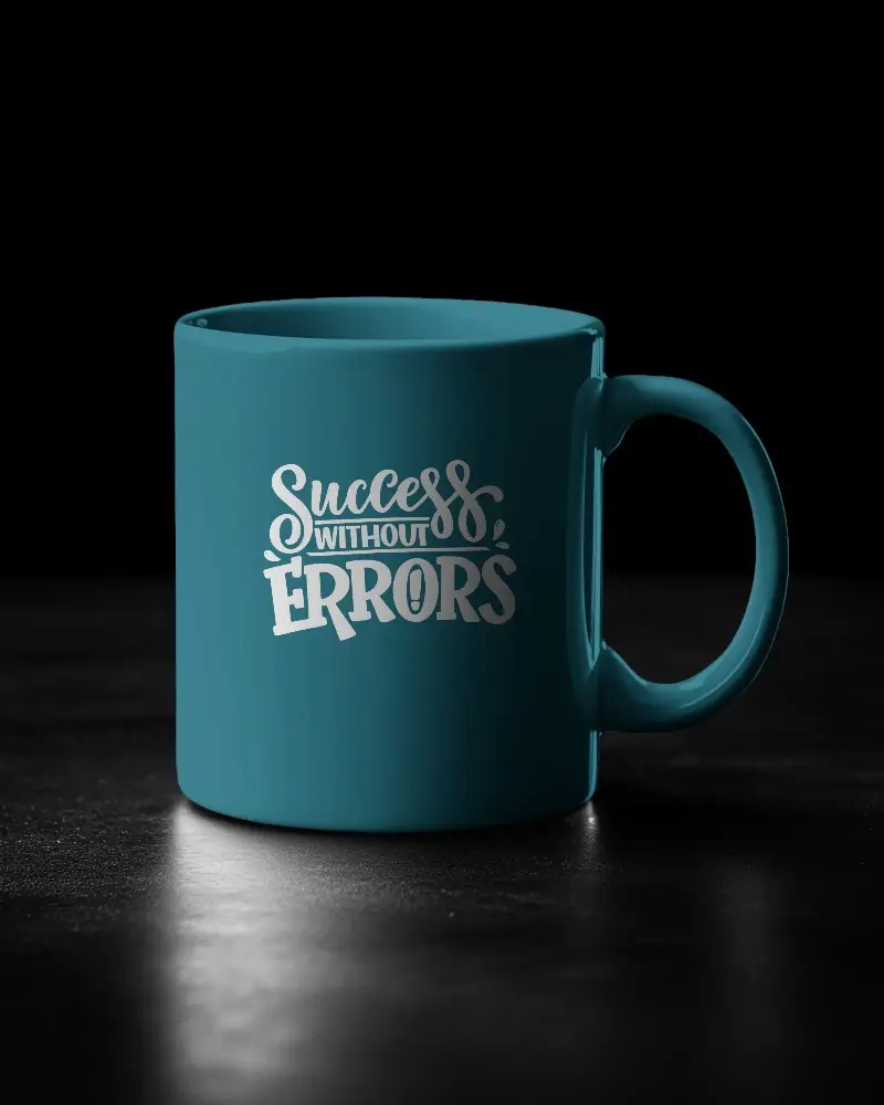 Sleek Modern Mug Mockup White Coffee Cup Against Dramatic Black Backdrop For Elegant Visual Promotion