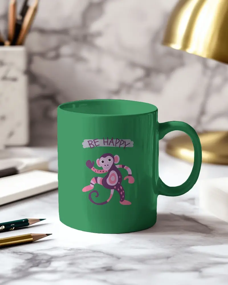 Premium Mug On Marble Desk With Design Space For Text And Graphics Ideal For Office Gift Ideas